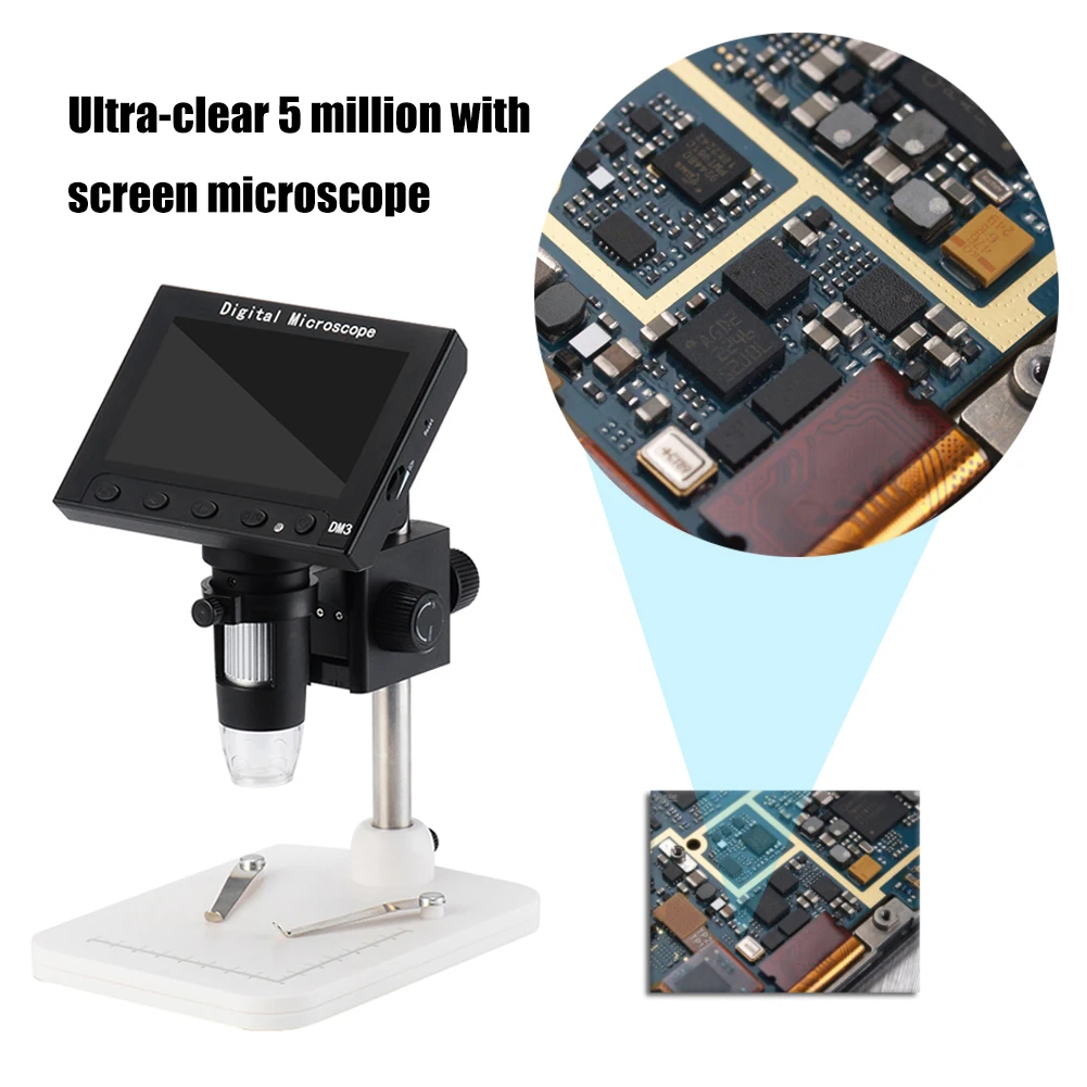 

Цифровой электронный микроскоп, 5 МП, 4,3 дюйма, ЖК-дисплей, электронное цифровое увеличительное стекло, Ювелирная Лупа, лупа, инструмент для у...