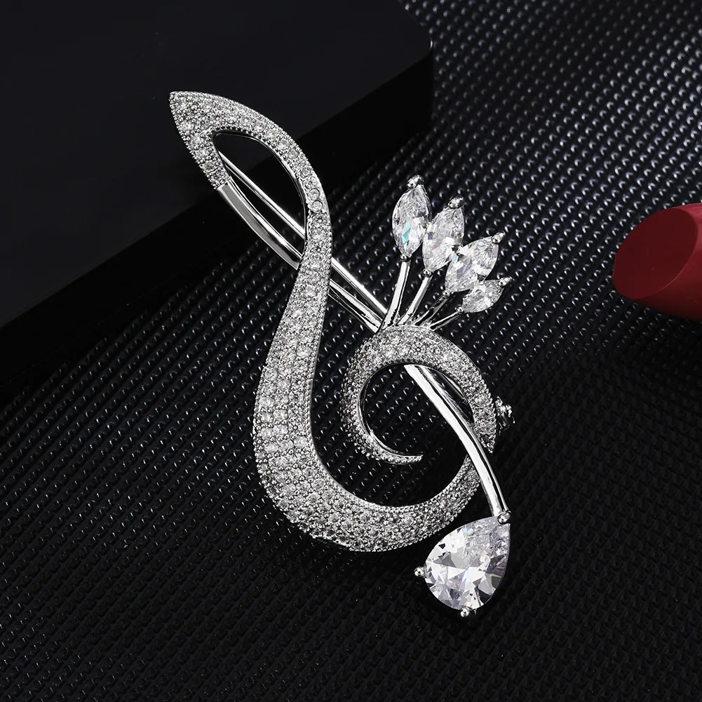 

Sliver Note Zircon Brooch Pin for Women's crystal Brooch Jewelry Clothes Scarf Buckle Garment Accessories Fine Jewelry Gifts