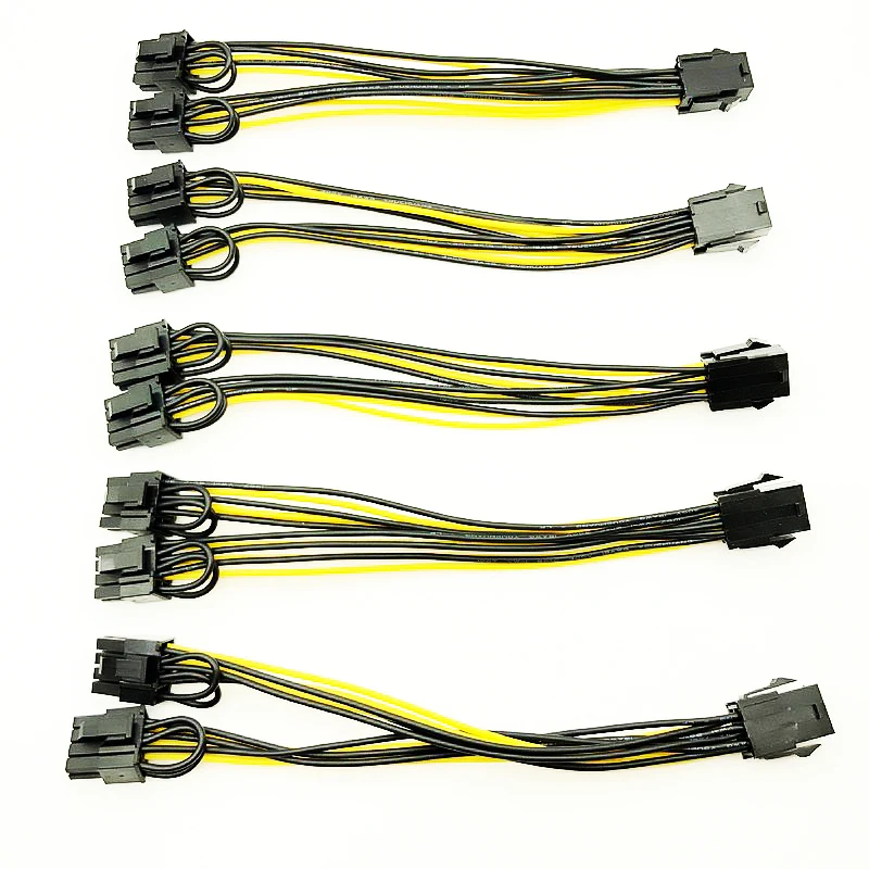 5 шт. PCI E 6 контактный к двойному + 2 (6 контактный/8 контактный) кабель разветвителя