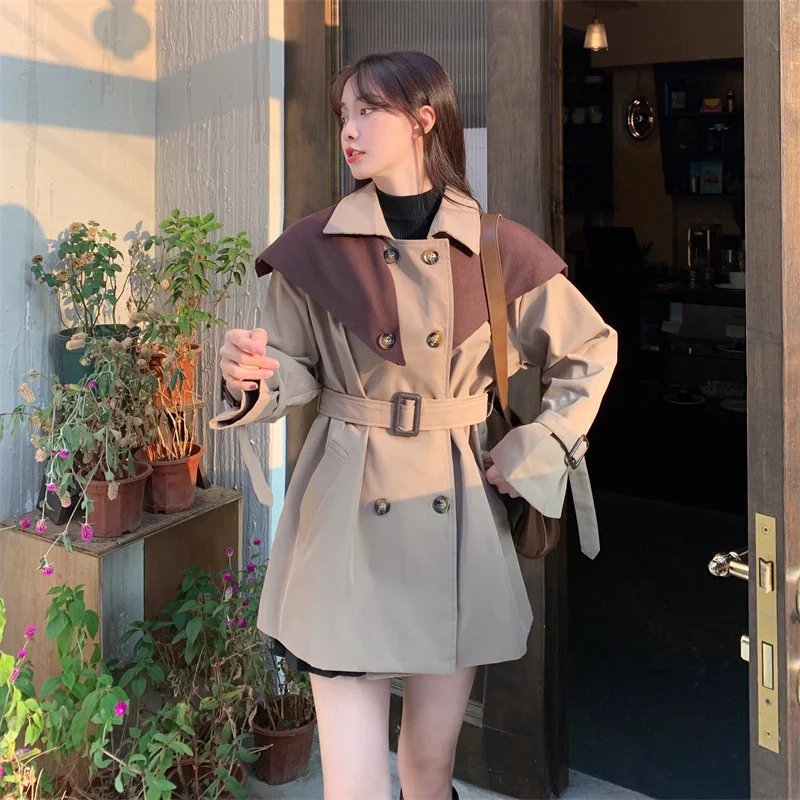 

Women Chic Trench Coat Casual Women's Long Outerwear Loose Overcoat Autumn Winter Fashion Double-breasted Windbreaker Femme