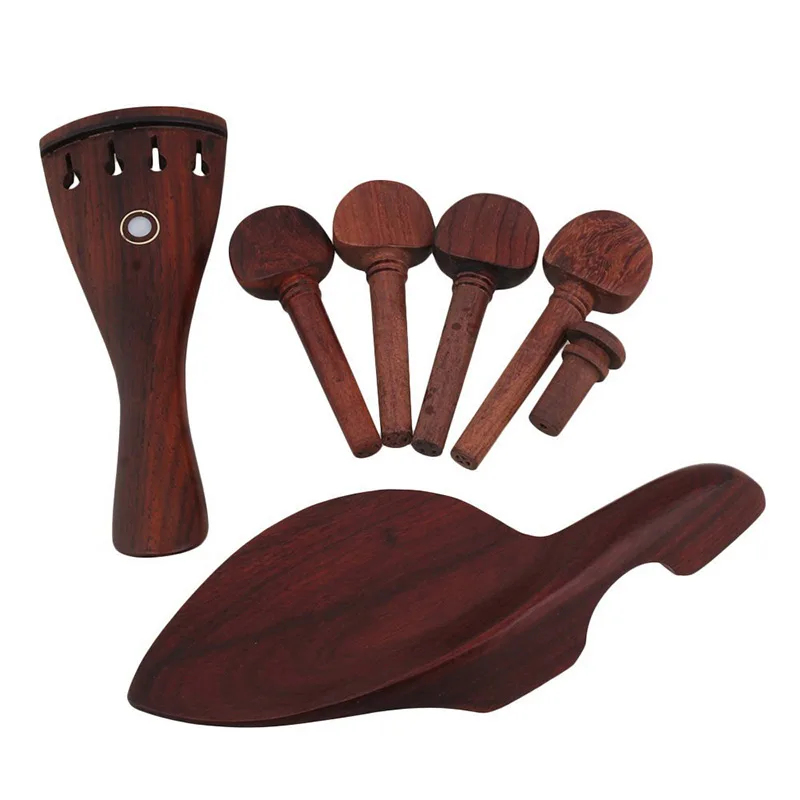 

DIY 7pcs/Set 4/4 Violin Chin Rest Chinrest with 4 Tuning Pegs Tailpiece Endpin Parts Kit Rosewood Full Size Violin Accessories