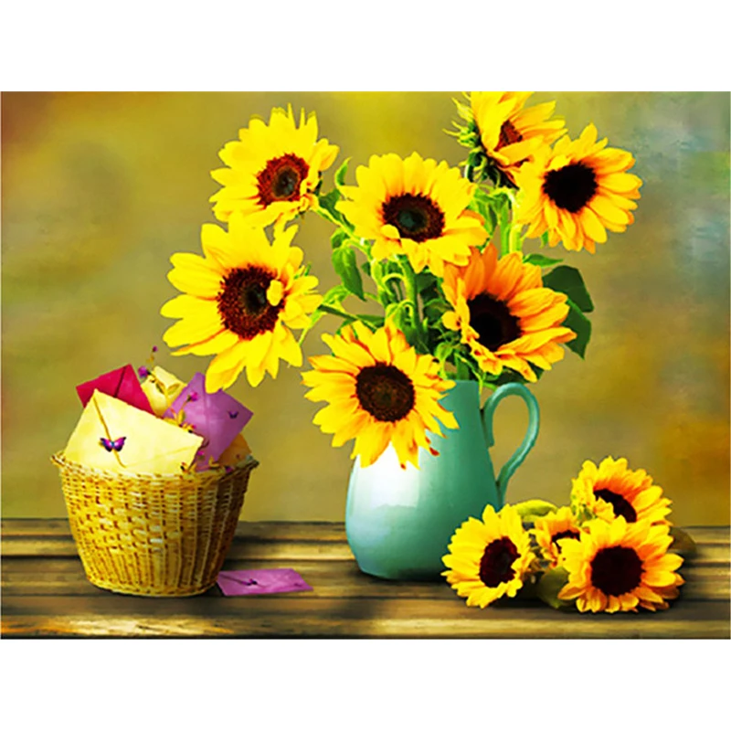 

Full Square/Round Diamond Painting New Arrival Sunflower Vase Series Handmade Gift Diamond Embroidery Floral Home Decor