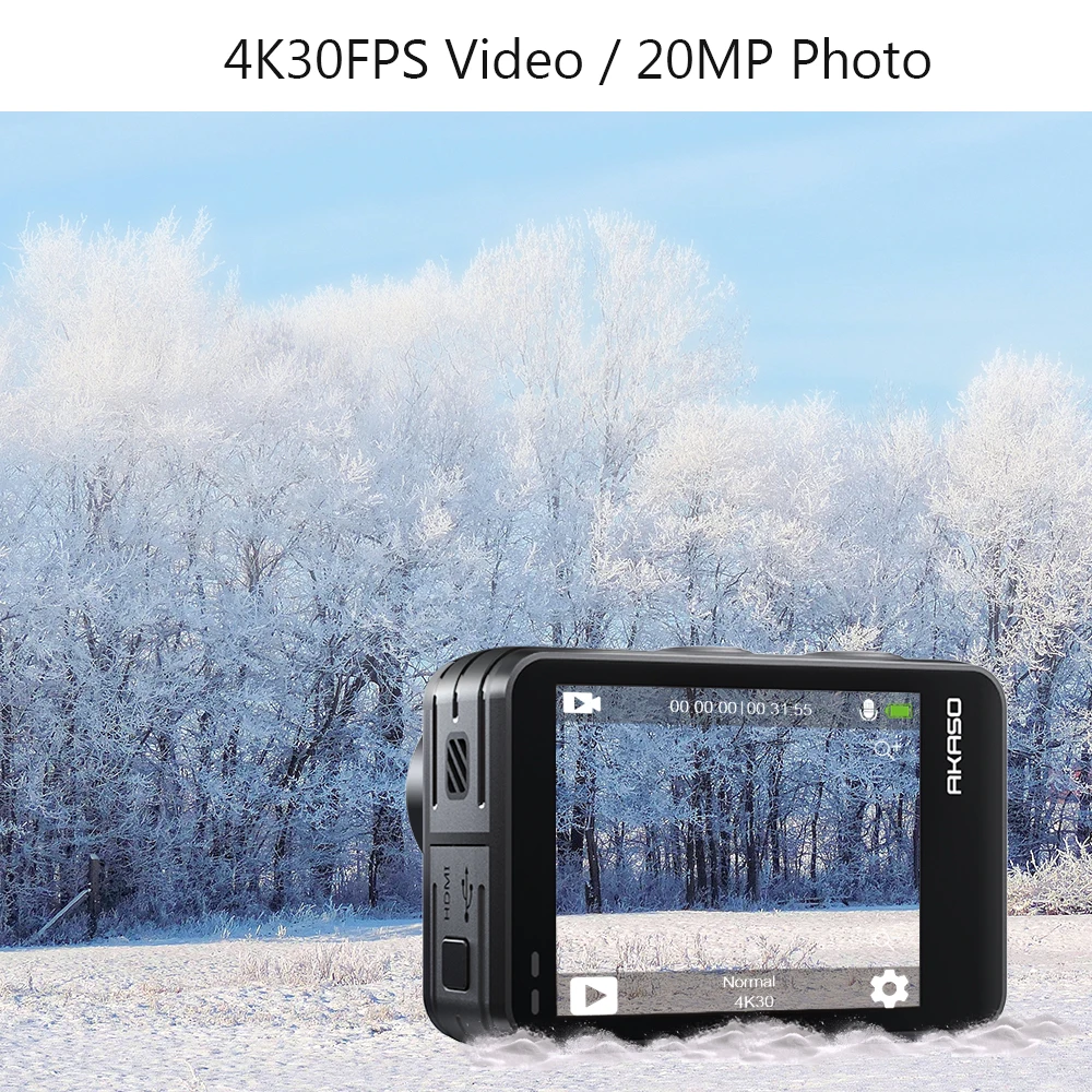 Экшн-камера AKASO Brave 7 LE 20 МП 4K 30 кадров/с сенсорный экран 131 футов подводная камера с