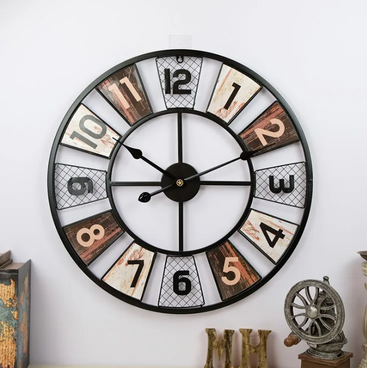 2019 Handmade Oversized 3D Retro Rustic Decorative Luxury Art Big Gear Wooden Vintage Large Wall Clock On The For Gift | Дом и сад