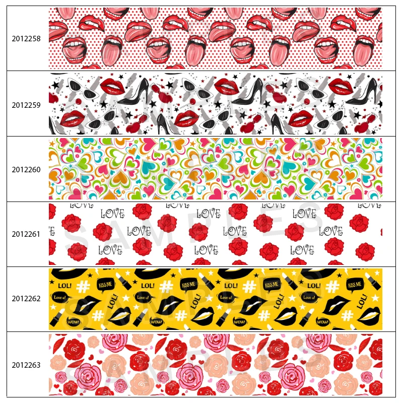Лента для рукоделия 10 ярдов с принтом в виде горячих губ на День Св. Валентина |
