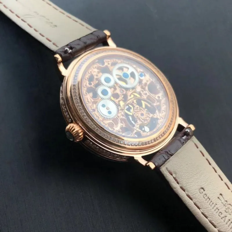 Топ Роскошный Полный Кристалл Алмаз ST8000 Tourbillon часы для женщин Скелет сапфировый циферблат Крокодиловая Кожа Мужские механические часы