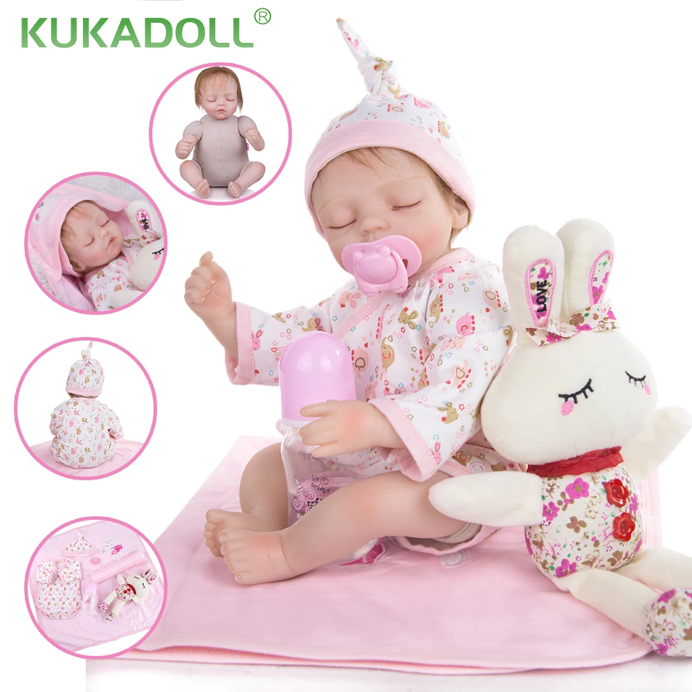 

KUKADOLL 17 Inch Reborn babies doll Cloth Body Stuffed Realistic Sleeping Girl Fashion Toy Kids Birth Day Present Playmate