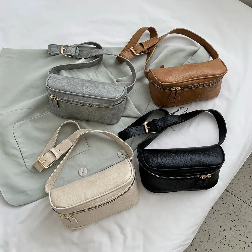 Модная однотонная нагрудная сумка женские Поясные Сумки из искусственной кожи