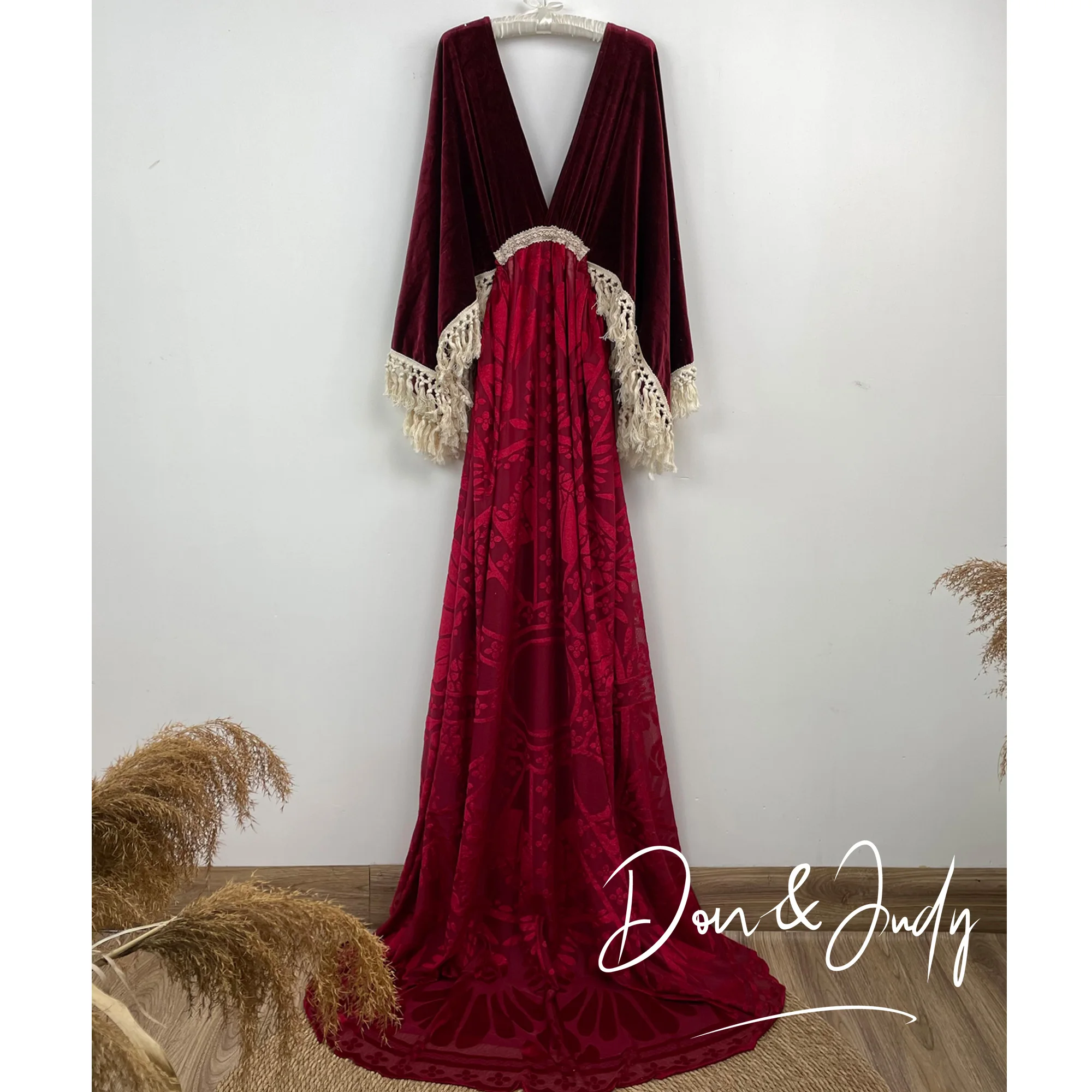 

DON&JUDY Long Maternity Shoot Dress Pleuche Velvet Pregnancy Dresses Photography Maxi Maternity Gown Photo Prop For Pregnant