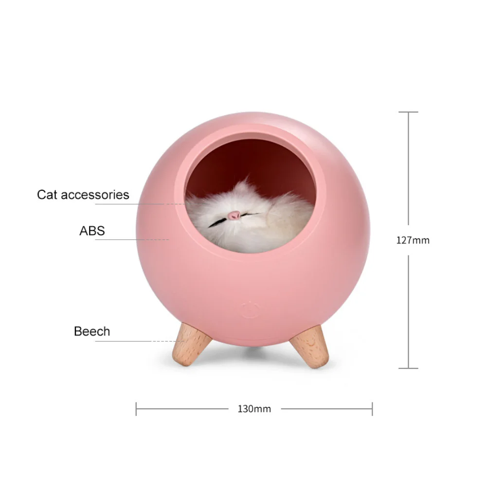 

Round Shape Plush Cat Inside USB Rechargeable LED Night Lamp Bedroom Light Decor