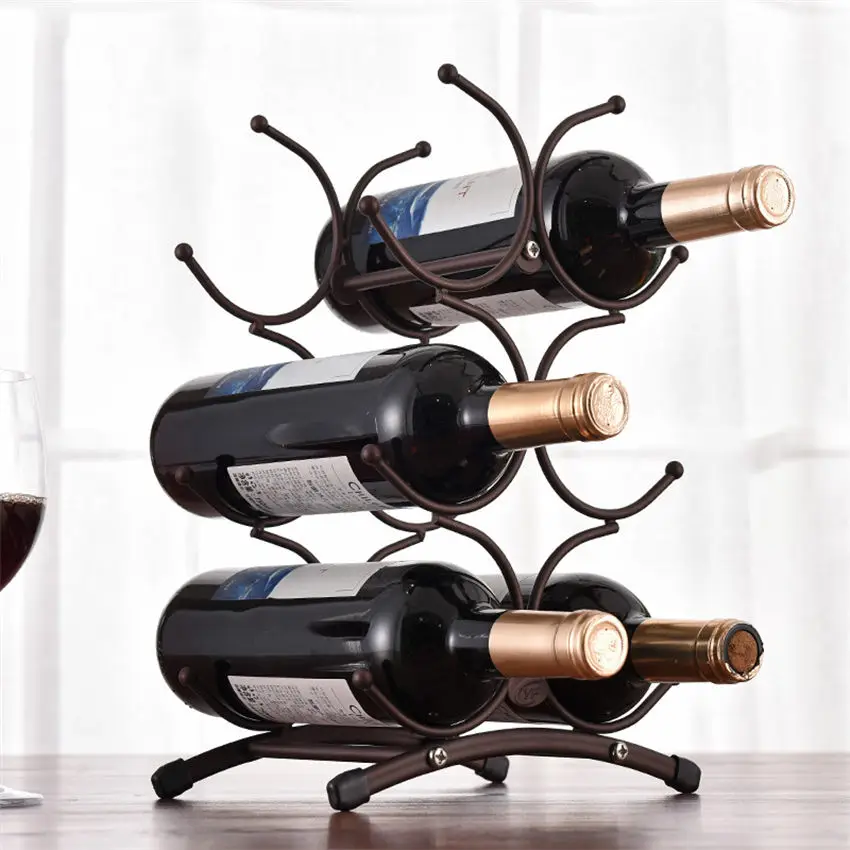 european style 6 bottle wine rack metal freestanding kitchen storage stand wine cabinet grape wine shelf display bar free global shipping