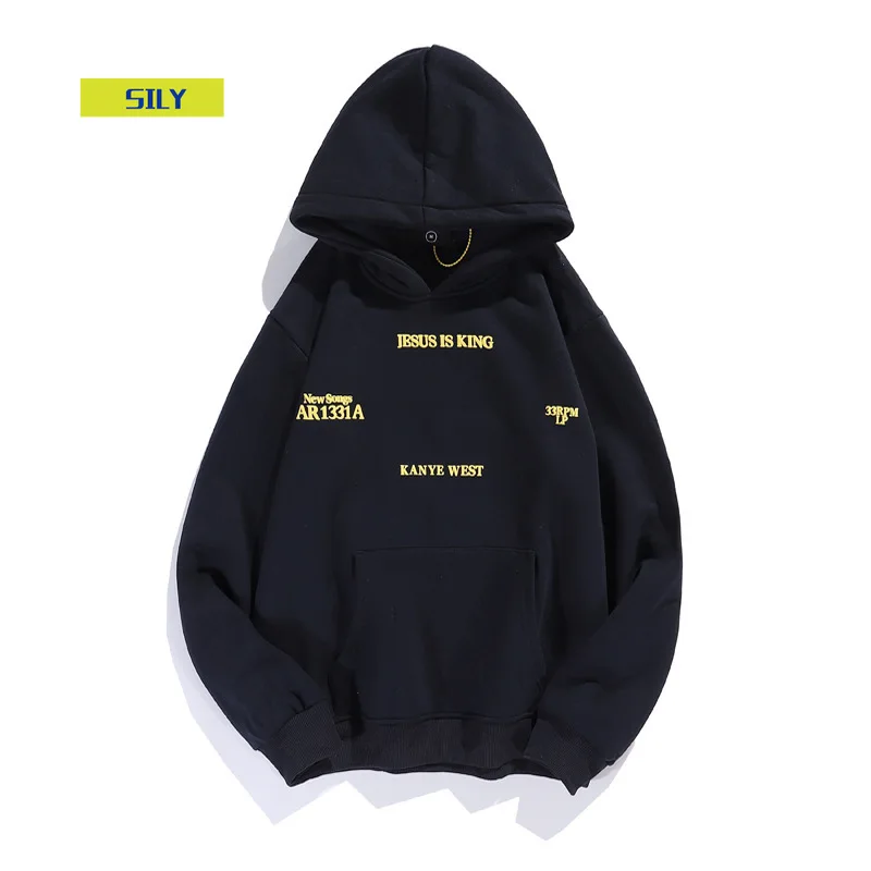 

Menswear Fashion Brand Peripheral Letter Foam Hooded Fleece Pullover Loose Sweater