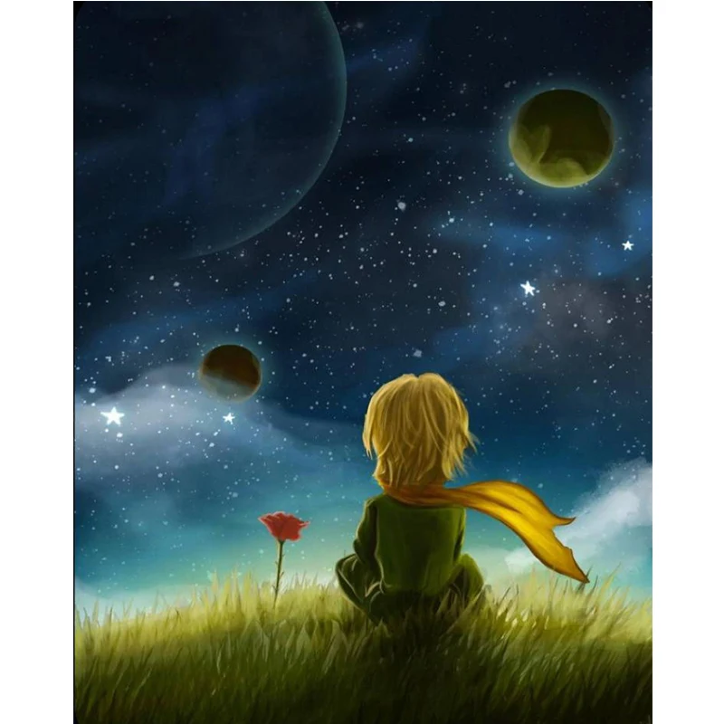 

CROSS l Picture By Numbers Children Watch Stars Drawing On Canvas HandPainted Art Portrait DIY Oil Paint By Numbers Home Decor