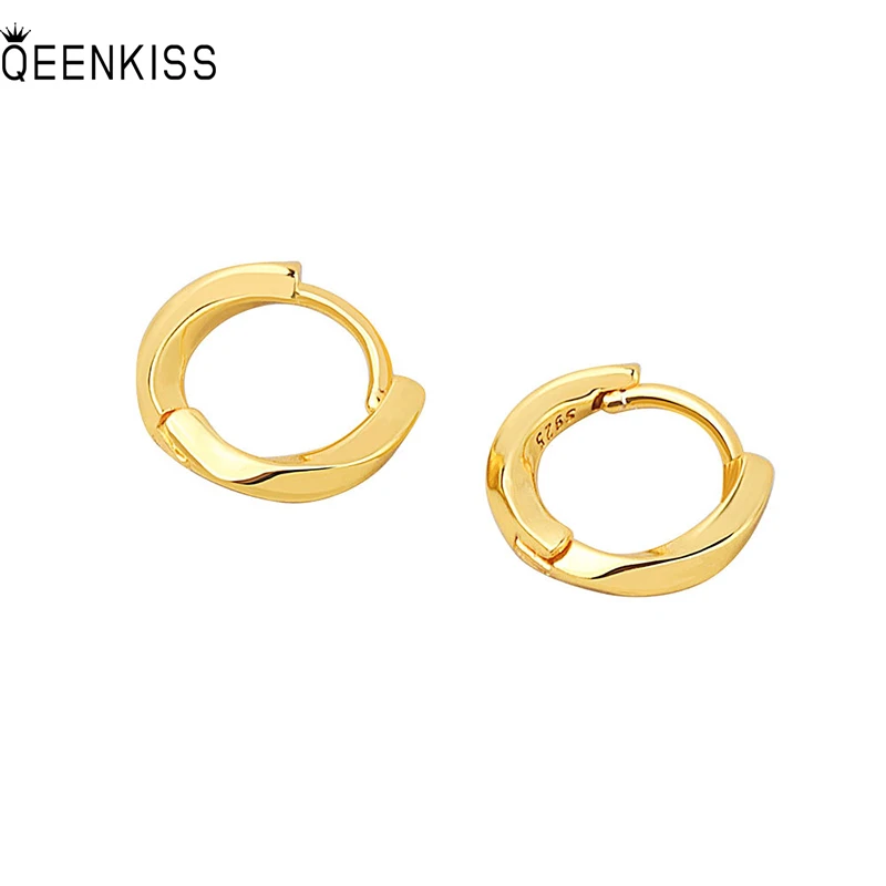 

QEENKISS EG653 Fine Jewelry Wholesale Fashion Woman Girl Birthday Wedding Simplicity Spiral 18KT Gold White Gold Hoop Earrings