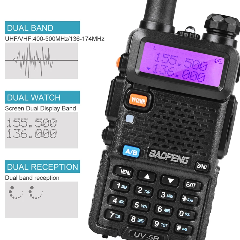 2 шт. Горячая портативная радио Baofeng UV-5R двухсторонняя рация pofung 5 Вт vhf uhf Двухдиапазонная Baofeng uv 5r