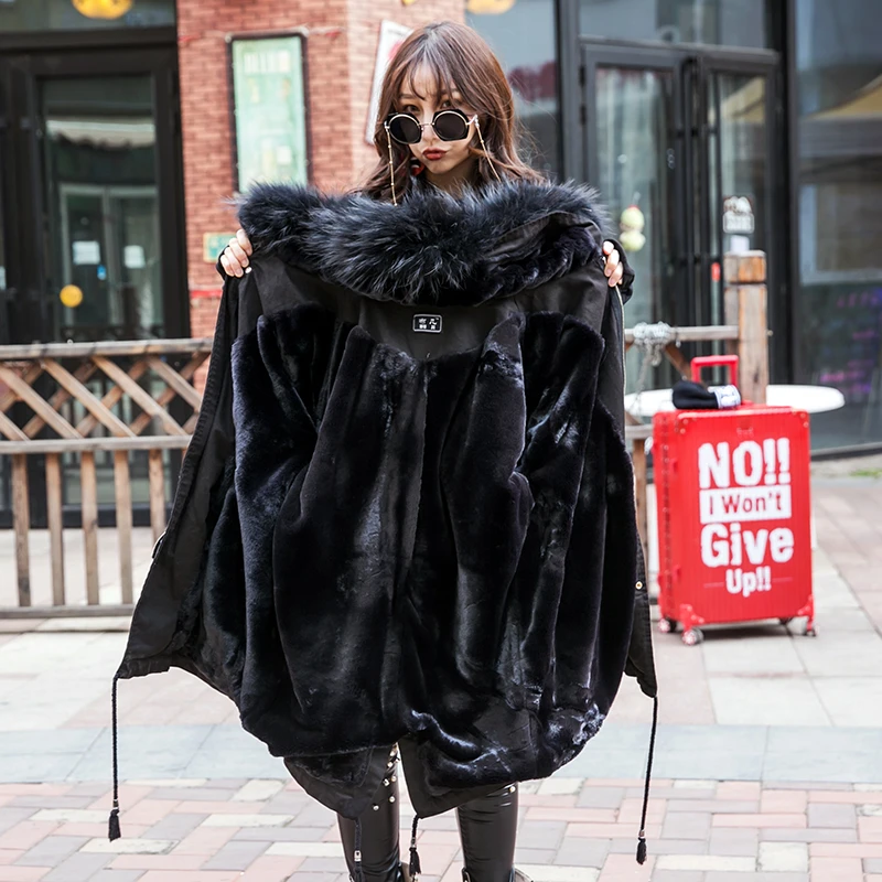 Новинка 2020 черное свободное Женское зимнее теплое плотное пальто женская куртка