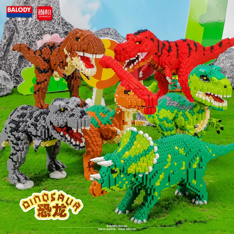 

Micro Balody Jurassic Dinosaur Block DIY Tyrannosaurus Rex Velociraptor Saurolophus Building Brick Toy For Children no box