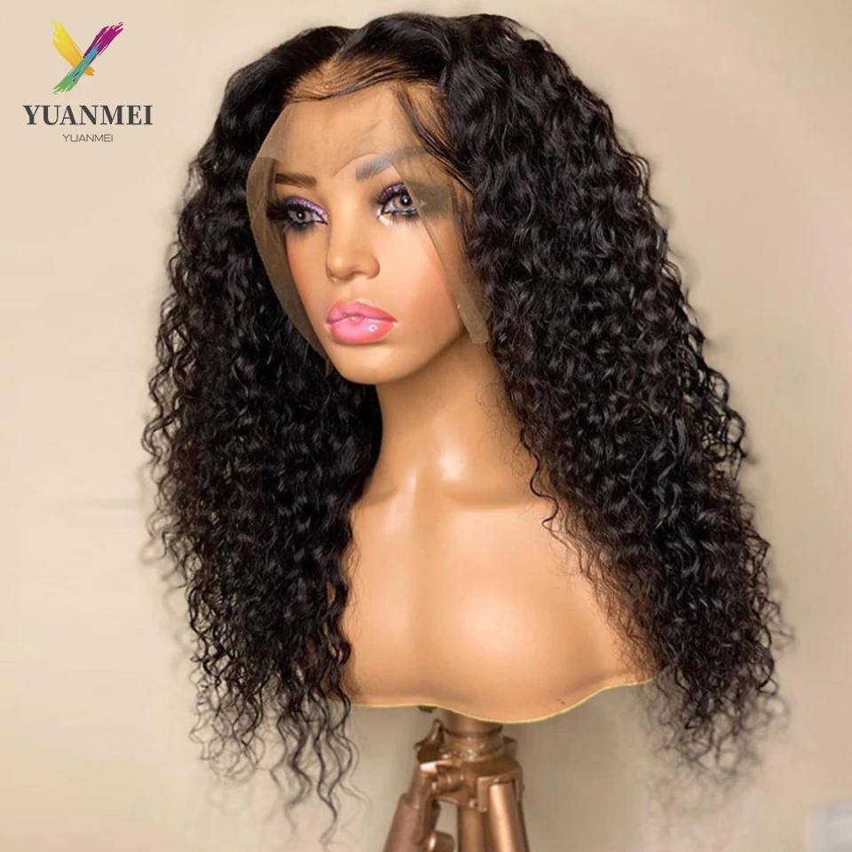 Kinky Curly Human Hair Wig Brazilian 30 inch Deep Curly Lace Frontal Wigs For Women Wet And Wavy Glueless T Part Lace Front Wig
