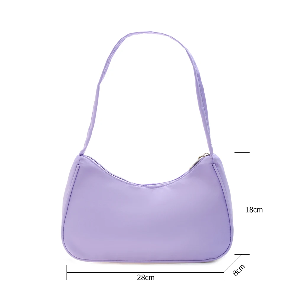 

Underarm Bag Solid Color Ladies Underarm Bag Retro Nylon Female Hobos Bag Vintage Simple Design Women Zipper Shoulder Bag