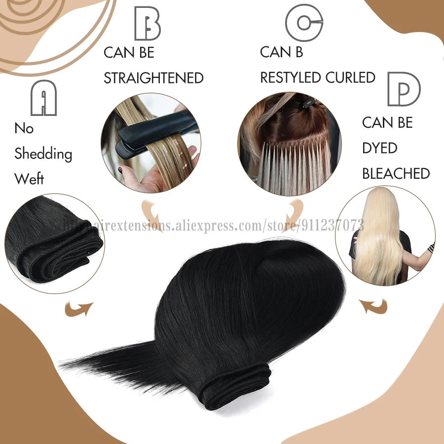 

BILY Black Blonde Straight Human Hair Weft Bundles European Virgin Remy Natural Human Hair Extension 100g Double Weft 20 Inches