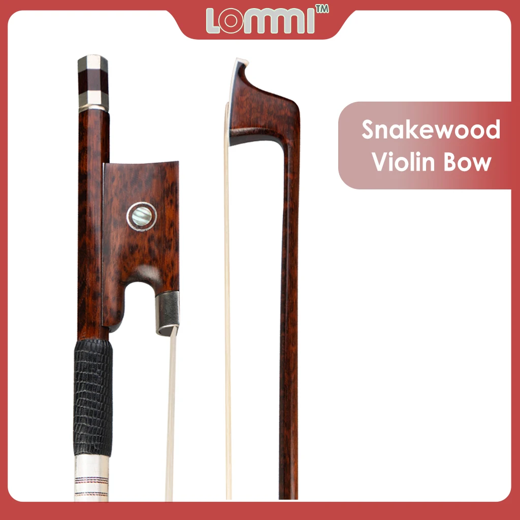 LOMMI Violin Bow Snakewood Lever With Paris Eye Snakewood Frog Silver Mounted Great Balance Snakewood Fiddle Bow 4/4