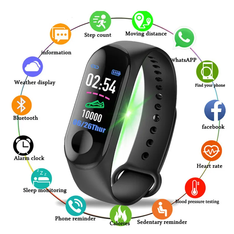 

M3 Sports Smart Watch Women Smart Bracelet Heart Rate and Blood Pressure Detection Pedometertouch Color Screen Smart Wristband