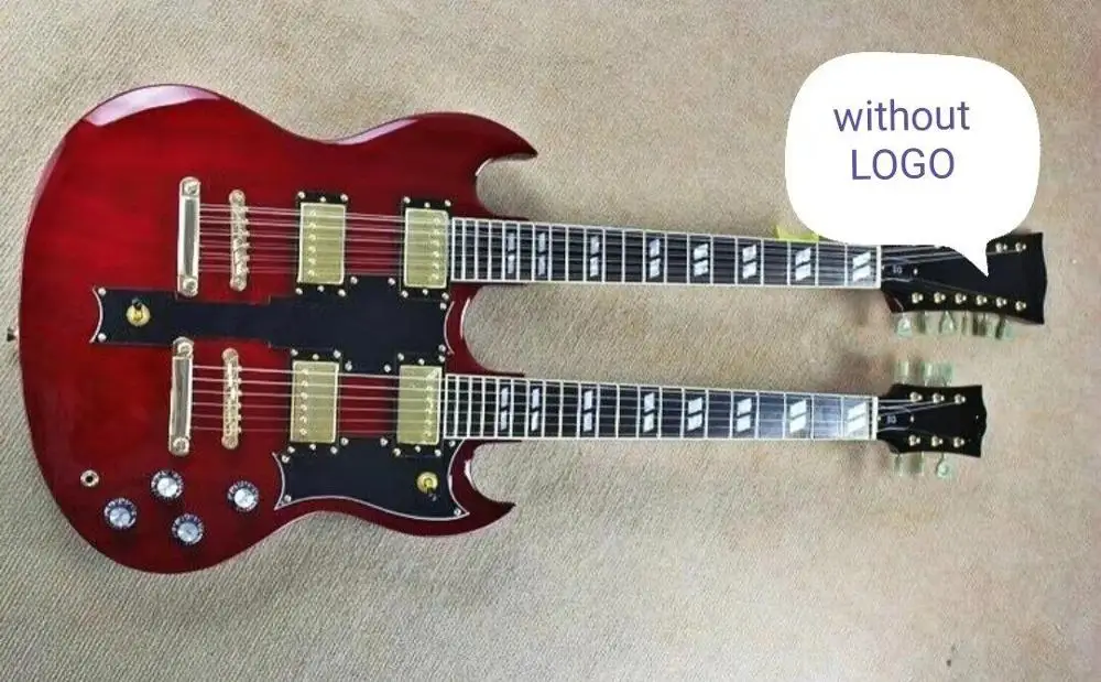 Хороший двойной шеи SG электрическая гитара с футляром|Детали и аксессуары для