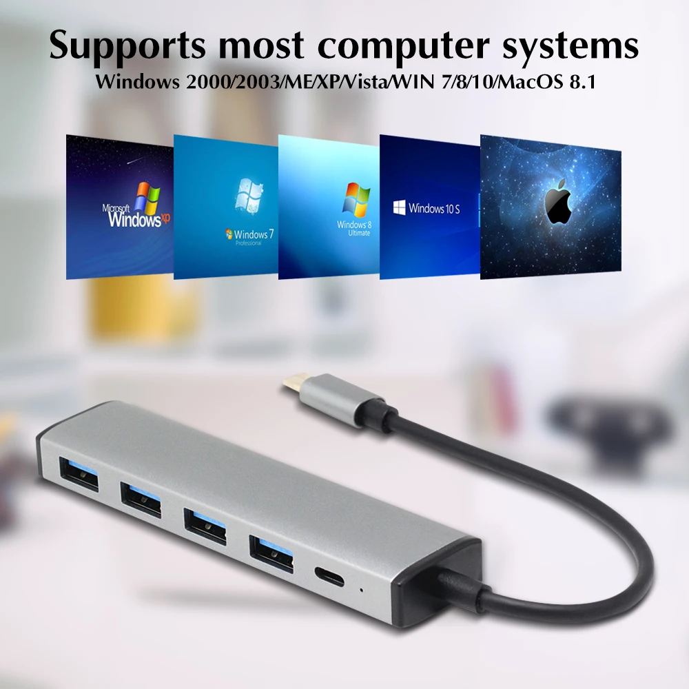 GOOJODOQ Type C HUB к USB 3 0 2 адаптер Dock 4 Port Ulrtra Slim для Windows MacBook Pro Air Samsung S10 S9 Huawei P20 Pro|USB-хабы| |