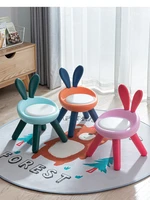 childrens chair backrest stool baby small bench cartoon rabbit deer infant seat plastic dining chair for household kindergarten