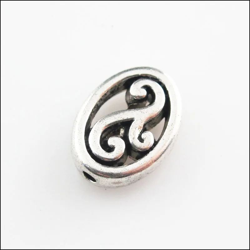 Мода 20 шт. Тибетский серебристый цвет овальной формы в форме цветка плоские