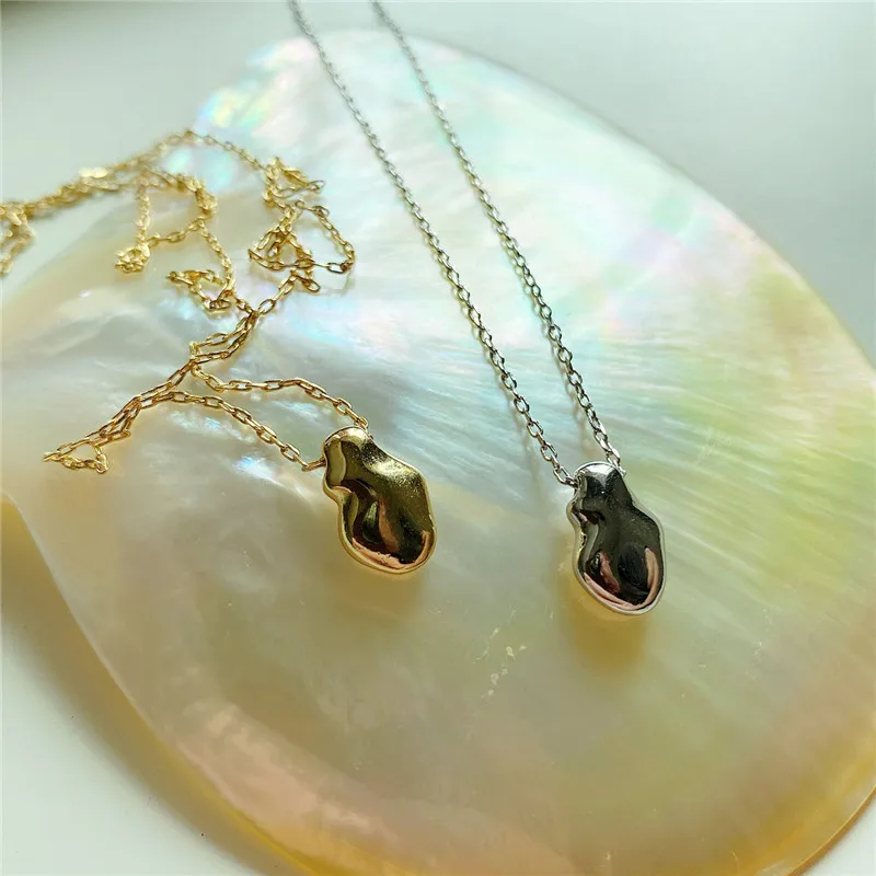 

RUIYI 100% 925 Sterling Silver Special-shaped Irregular Beads Charm Necklace Women Simplicity Geometric Niche Chokers Necklaces