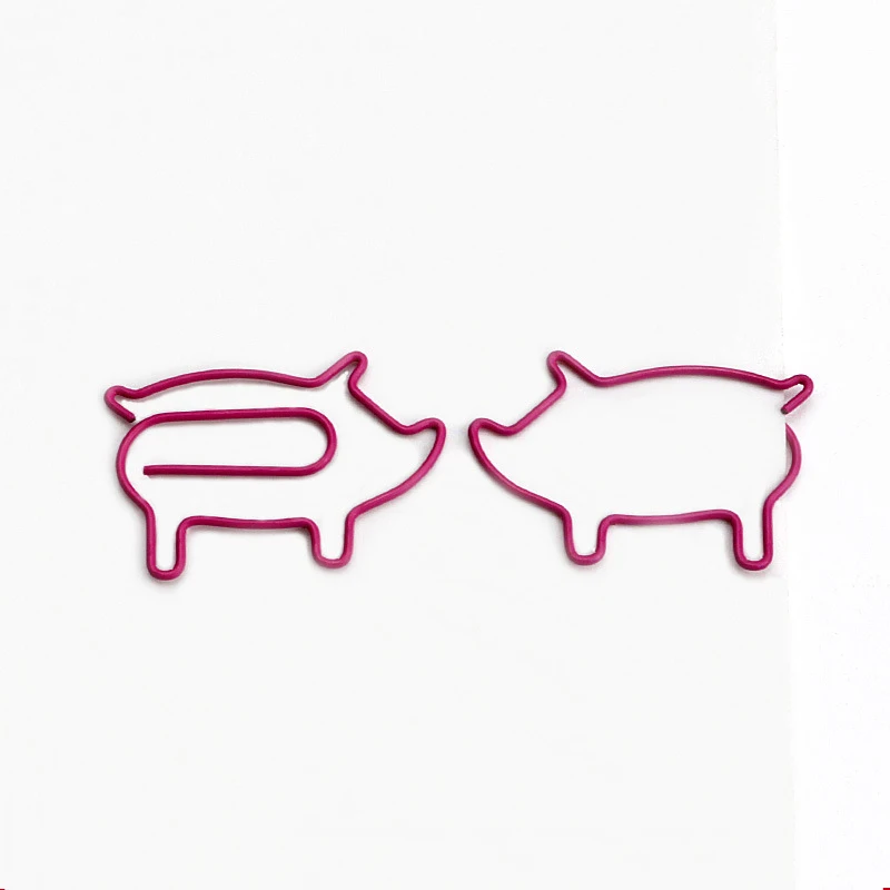 10pcs Metal Binder Clips Notes Letter Paper Clip Stationery Cute Cartoon Pig Pink Bookmark Papelaria Office Supplies | Канцтовары для