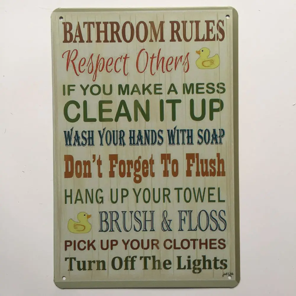 Правила ванной комнаты металлический винтажный летний постер настенный пляжный