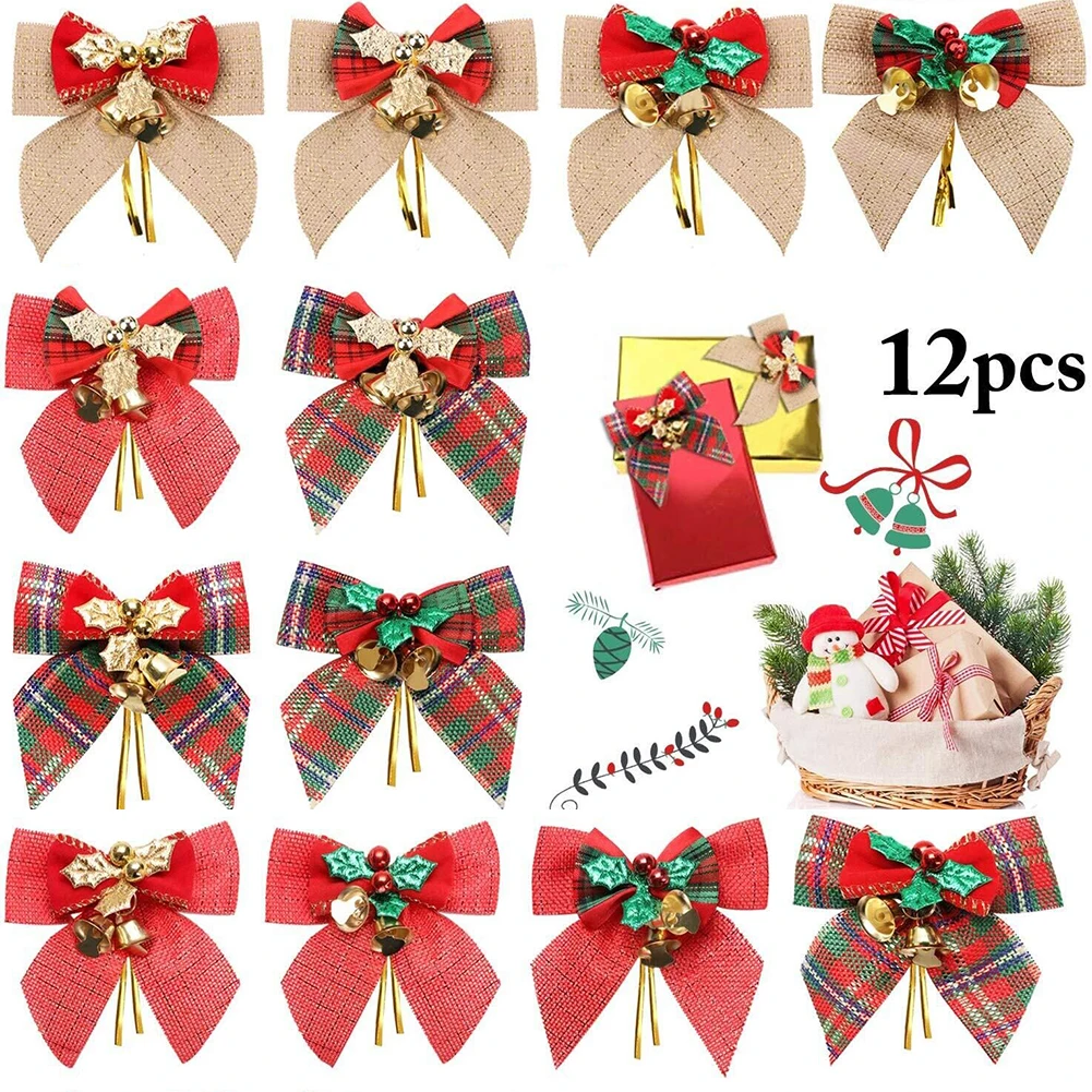 12 шт. 8 см милый бант Рождественское украшение Рождественская елка праздничные