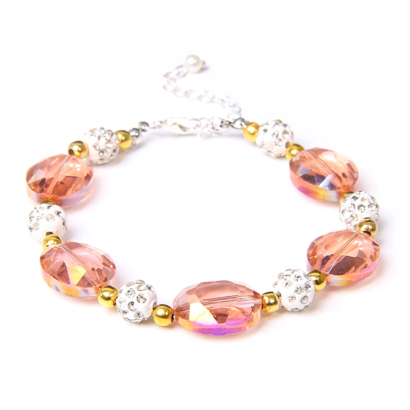 Женский браслет с жемчугом и кристаллами из циркония натуральным камнем подарок