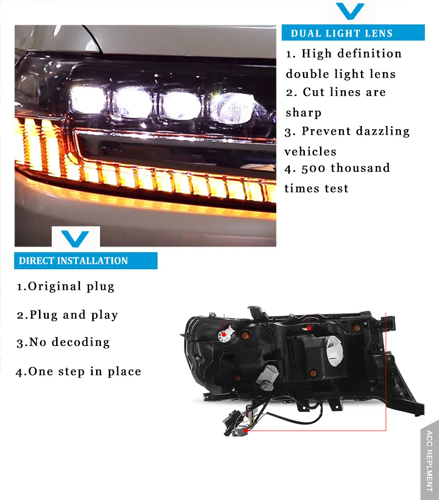 2 шт. светодиодный фары для Toyota Land Cruiser- светодиодный Автомобильные фары ангельские глазки все светодиодный протовотуманная подсветка Габаритные огни