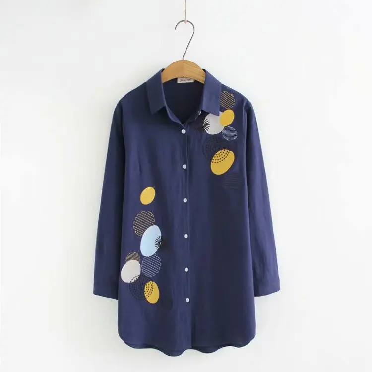 Женские повседневные блузки размера плюс Модные свободные рубашки из хлопка и