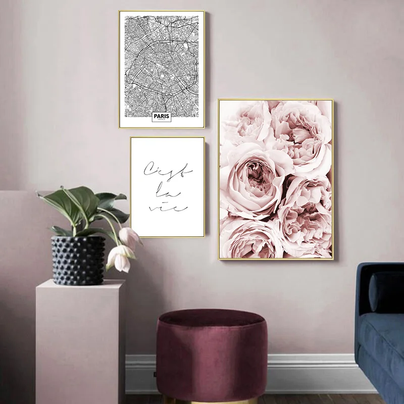 Модный постер для макияжа и печать карта парфюма цветов Парижа холст живопись