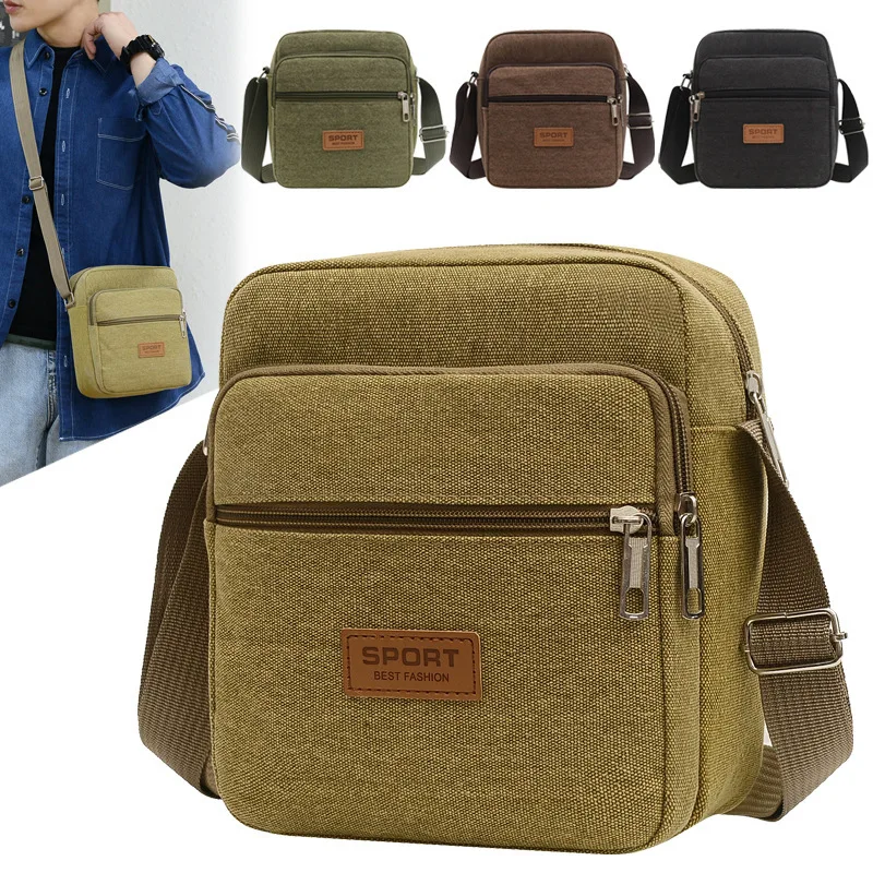 

2021 Men Canvas Shoulder Bags Casual Tote Travel Men's Crossbody Bag Luxury Messenger Bags Fashion High Quality Samll Handbag