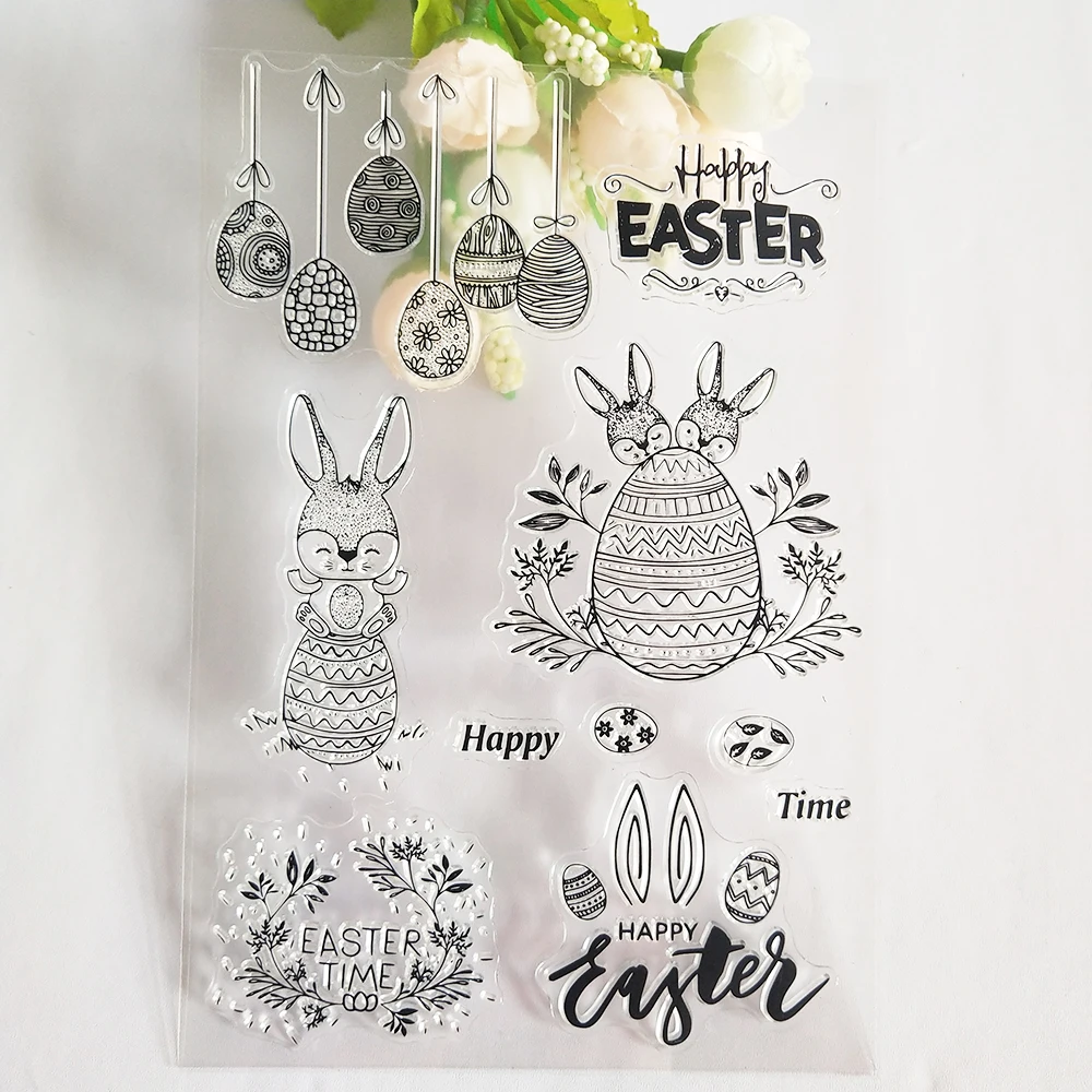 Easter Bunny and Eggs Transparent Clear Stamps NEW 2021 for DIY Scrapbooking / Photo Album Decorative Silicone Stamps Sheets
