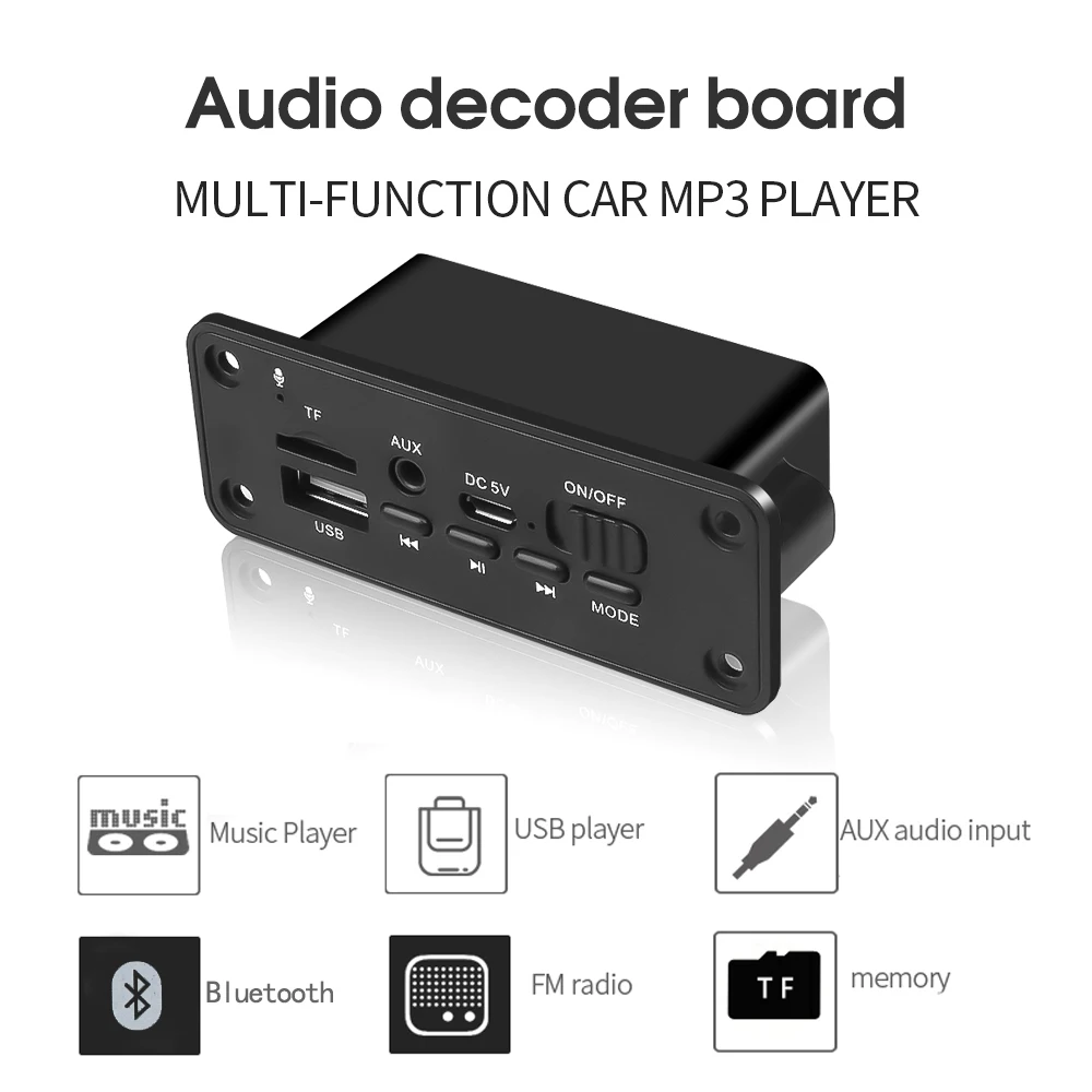 Плата декодера kebidu DC 5 В Bluetooth MP3 WMA аудио модуль USB TF Радио беспроводной FM-ресивер