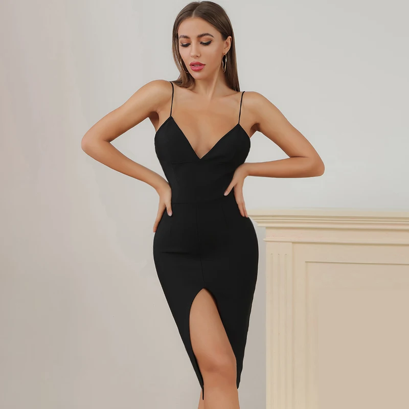 INDRESSME элегантные Для женщин Бандажное вечерние сексуальное платье с глубоким