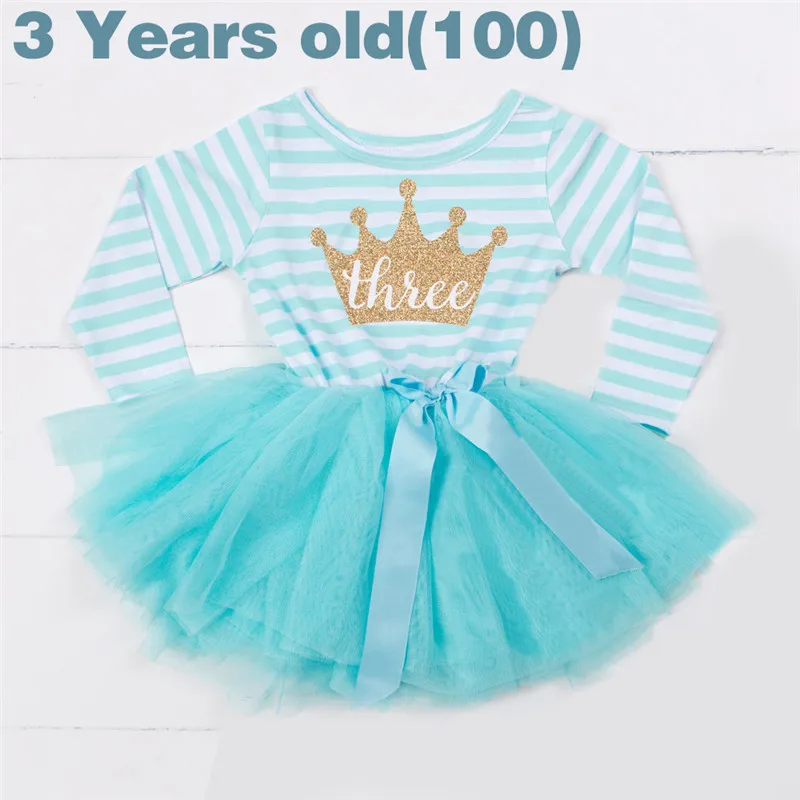 Blue 3 years Платья для дня рождения «Моя принцесса» для малышей, крестильное платье с длинными рукавами, платье для маленьких девочек одежда для маленьких девочек 12 месяцев - Цвет: Blue 3 years