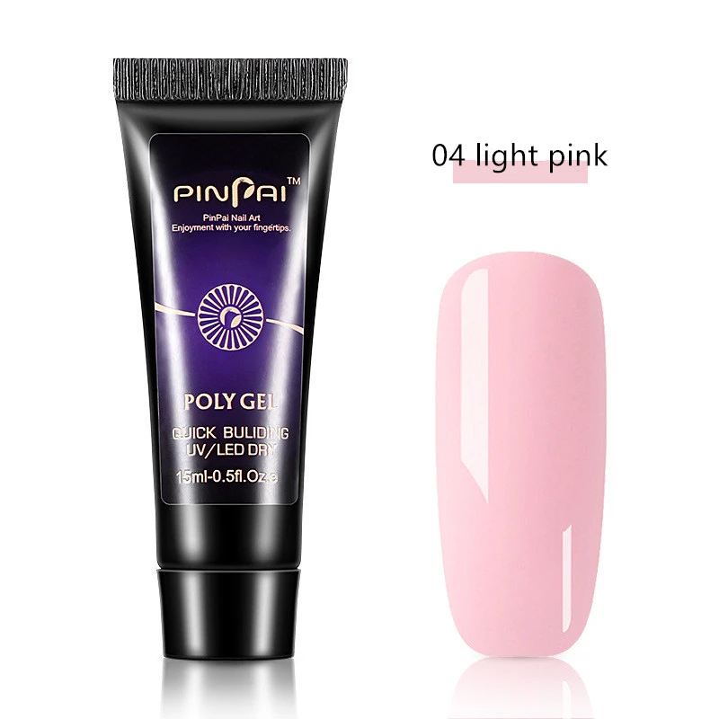 04 Light pink 15 мл полигель Кристалл расширение УФ гель для ногтей наращивание полигель дизайн ногтей гель лак желе акриловый строительный УФ лак для ногтей поли гель - Цвет: 04 Light pink
