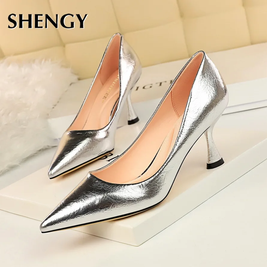 Женские блестящие туфли-лодочки из искусственной кожи Повседневные Вечерние