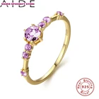 AIDE оптовая продажа фиолетовое кольцо из циркона 100% 925 стерлингового серебра Anillos золотые кольца для женщин Роскошные ювелирные изделия 2020 ювелирные украшения обручальные кольца