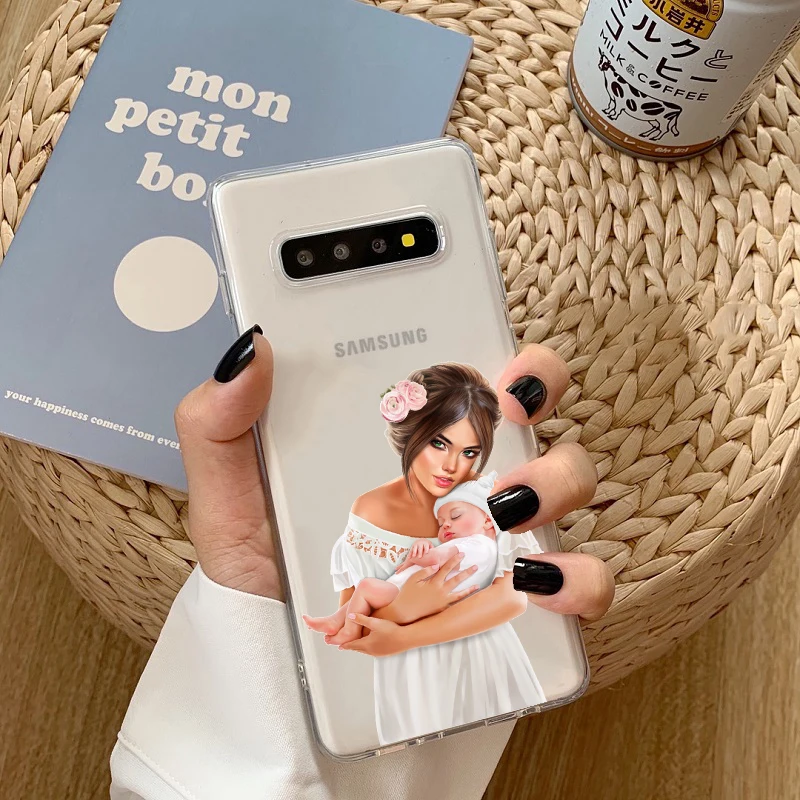 Модный прозрачный чехол для телефона mam of girl boy Super mom из ТПУ Samsung S8 S9 S10PLUS S20 S6 S7 DEGE