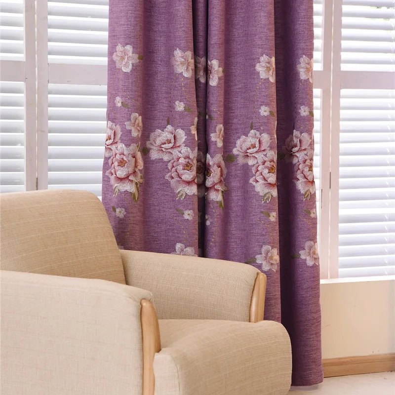 Purple Cloth Занавески в гостиную, роскошные бежевые занавески с цветочной вышивкой для спальни, синие/фиолетовые занавески, отвесный тюль, HM137#30 - Цвет: Purple Cloth