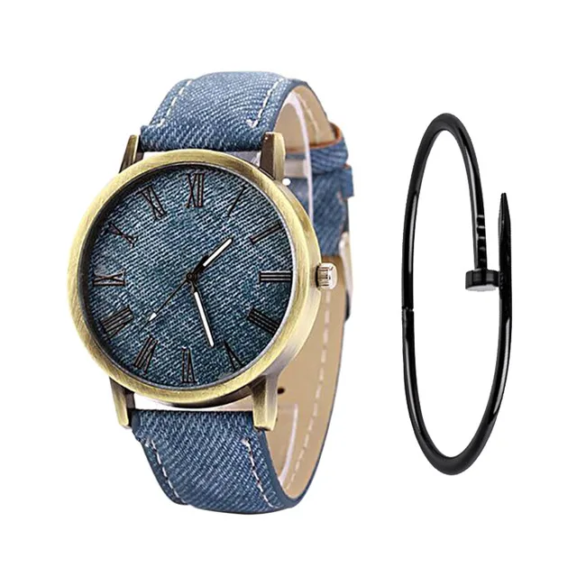MEIBO Relojes, женские кварцевые часы с кожаным ремешком, мужские повседневные наручные часы, женские часы, женские часы - Цвет: blue and bracelet