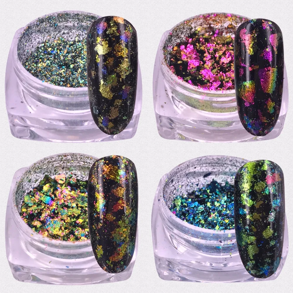 Лидер продаж 2022 года 1 коробка блестки для ногтей в виде Хамелеона порошок
